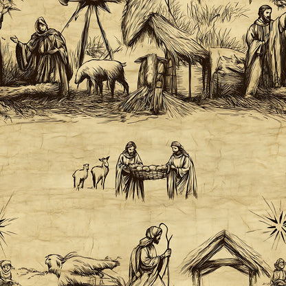 Vintage Nativity Scenes Fat Quarter Bundle
