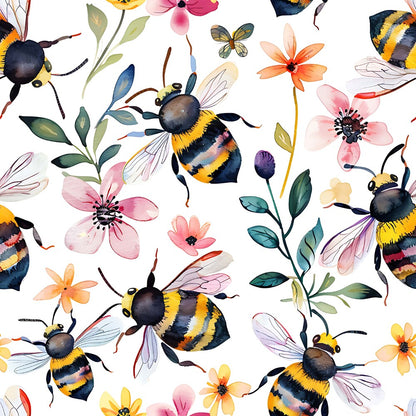 Watercolor Cute Bees and Flowers Fat Quarter Bundle