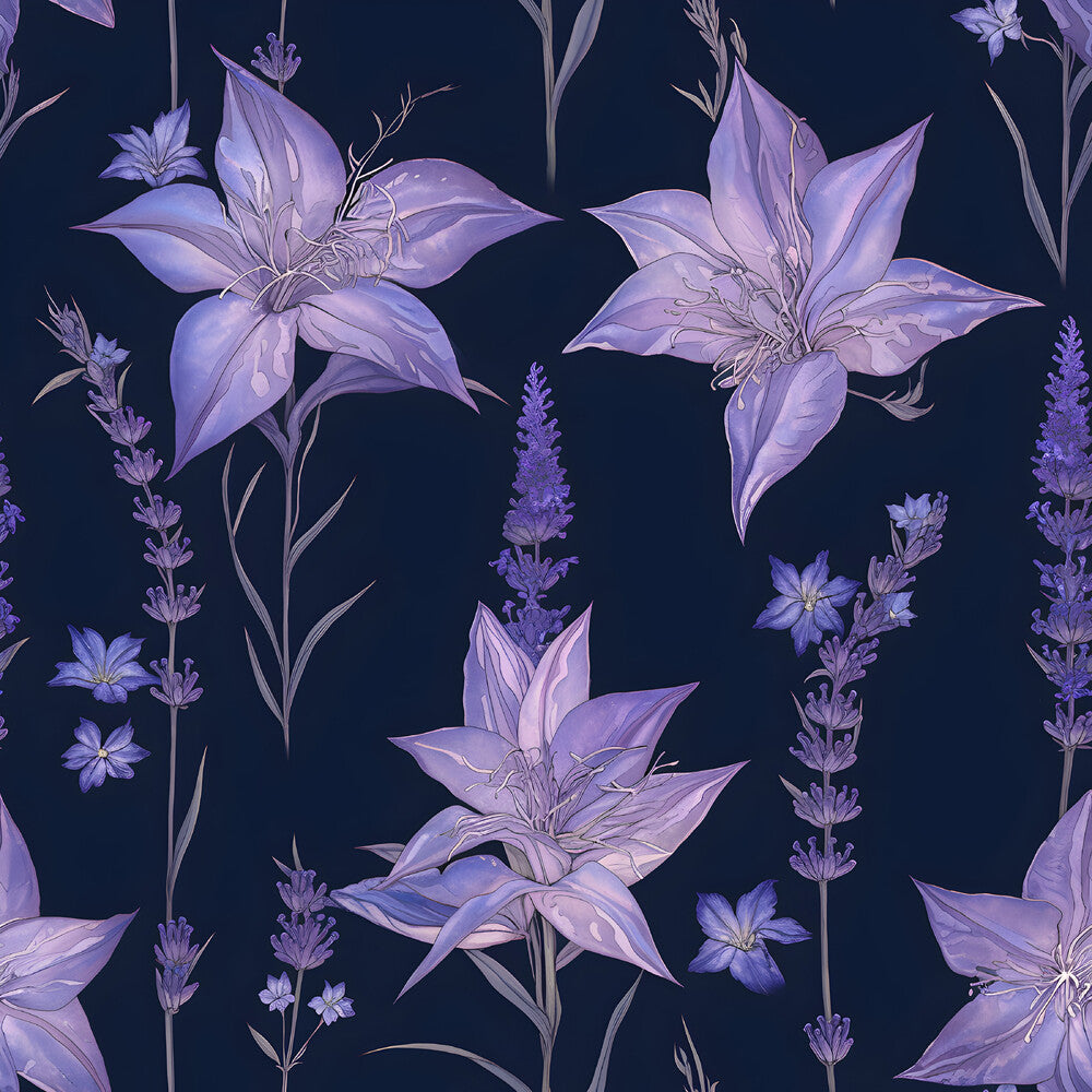 Purple Night Flowers Fat Quarter Bundle