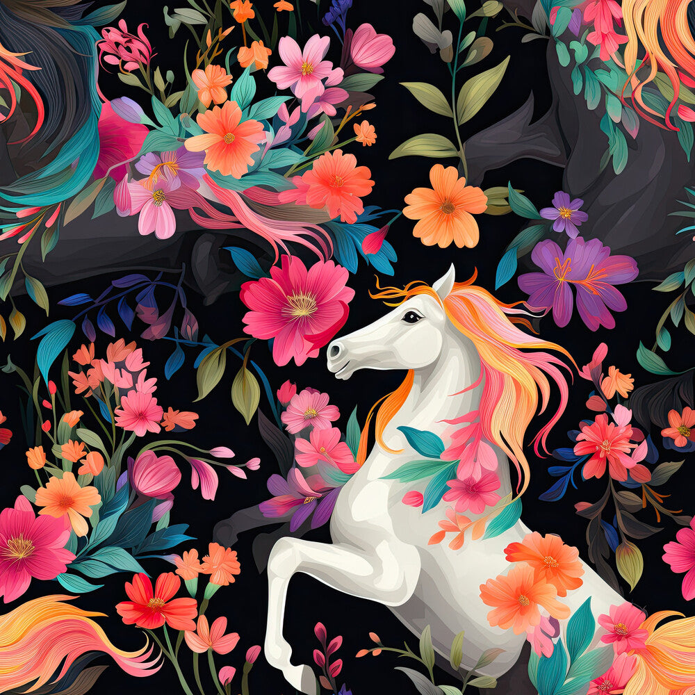 Cute Floral Horses Fat Quarter Bundle