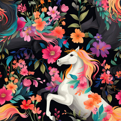 Cute Floral Horses Fat Quarter Bundle