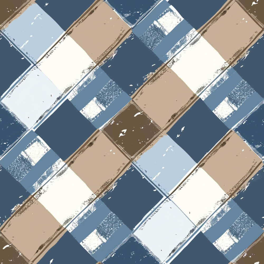 Blue and Brown Gingham Fat Quarter Bundle