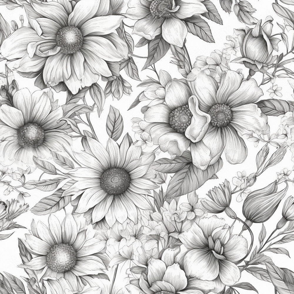 Peonies Pencil Sketched Fat Quarter Bundle