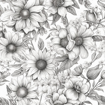 Peonies Pencil Sketched Fat Quarter Bundle