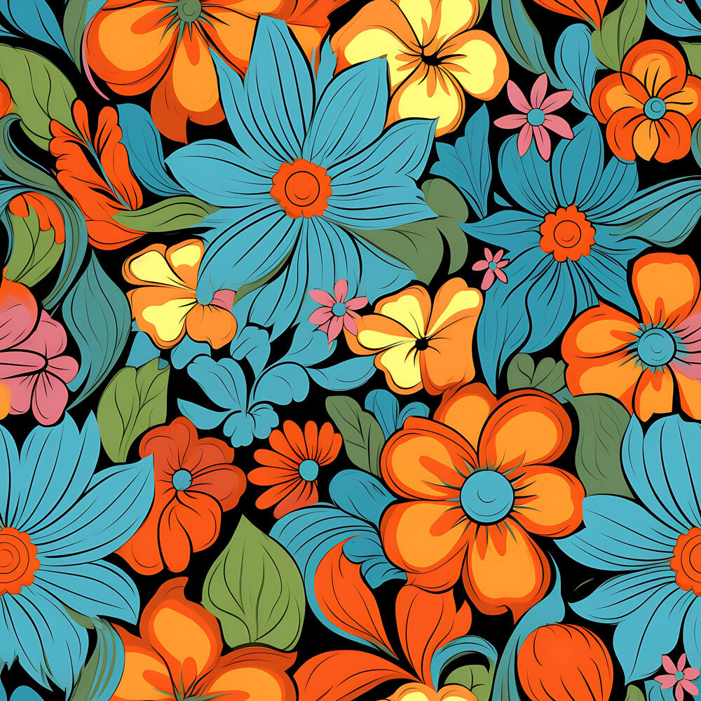 70s Retro Groovy Floral Fat Quarter Bundle