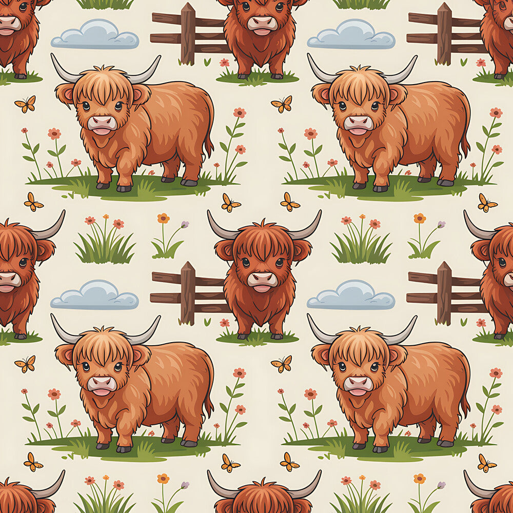Cartoon Highland Cows Fat Quarter Bundle