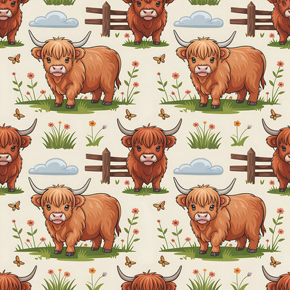 Cartoon Highland Cows Fat Quarter Bundle