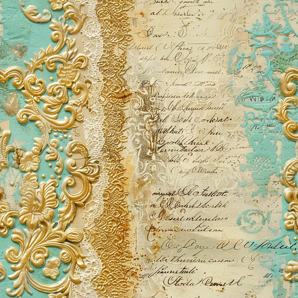 Romantic Rococo Turquoise Gold Fat Quarter Bundle