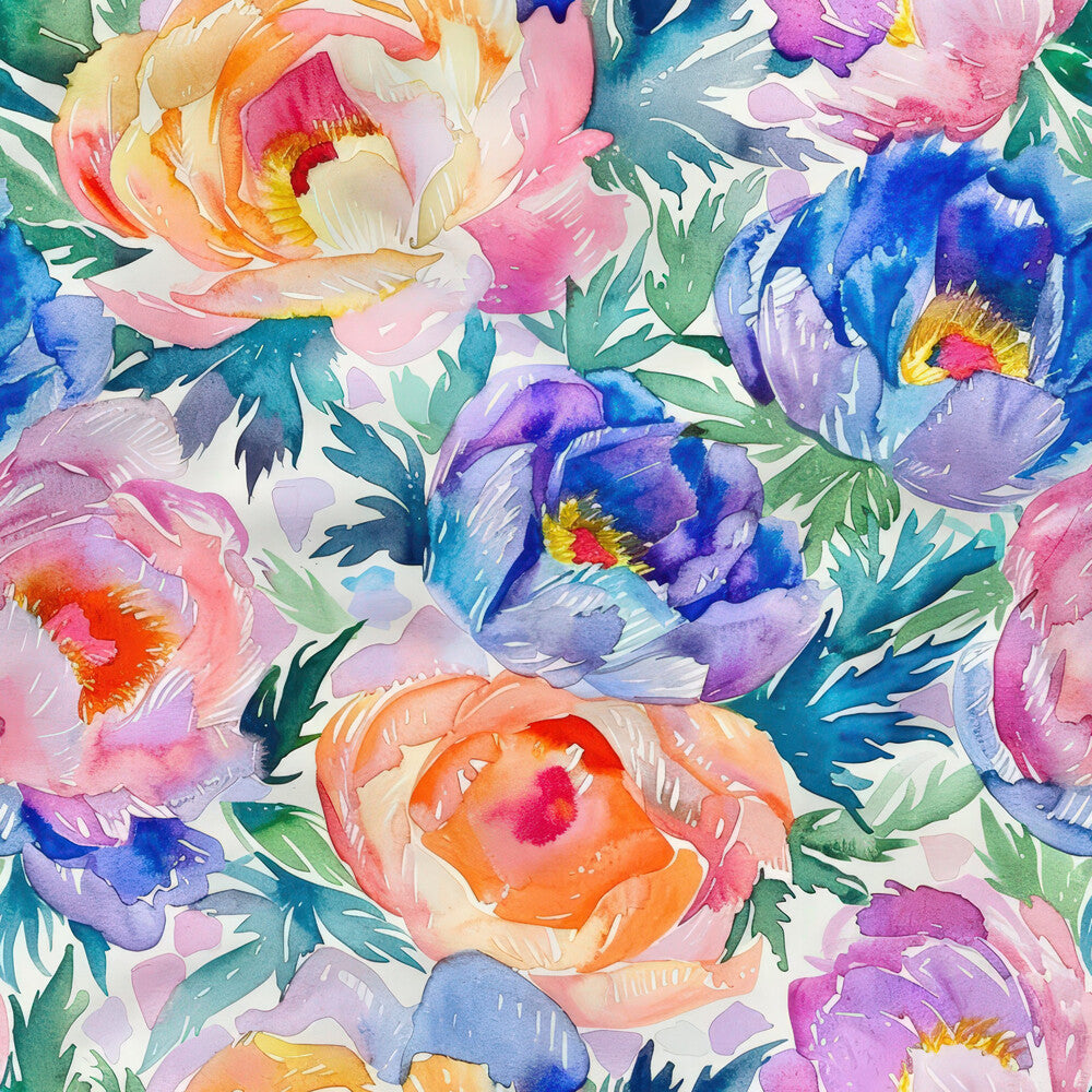 Handpainted Watercolor Peonies Fat Quarter Bundle
