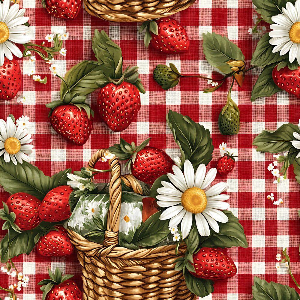 Strawberry Gingham Picnic Fat Quarter Bundle
