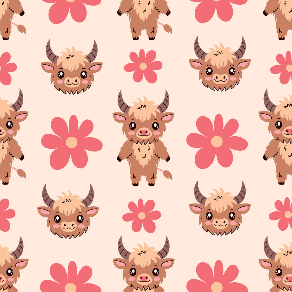 Cute Baby Highland Cows Fat Quarter Bundle