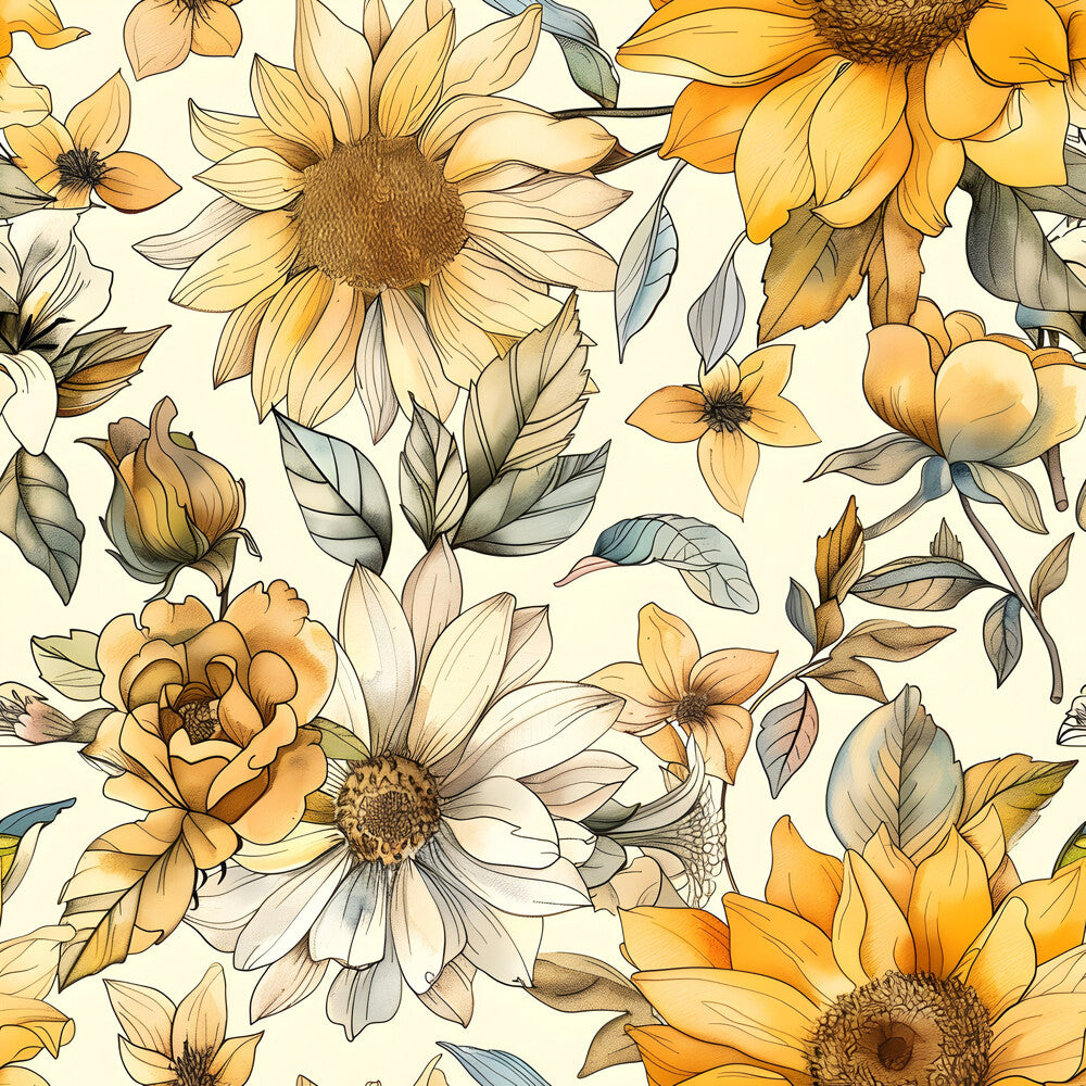 Vintage Autumn Sunflowers Fat Quarter Bundle