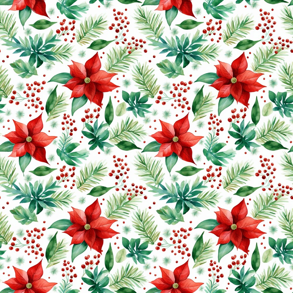 Red and Green Watercolor Christmas Fat Quarter Bundle