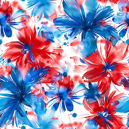 4th of July Watercolor Floral Fat Quarter Bundle