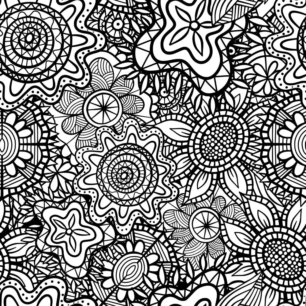 Folk Art Florals Black and White Fat Quarter Bundle