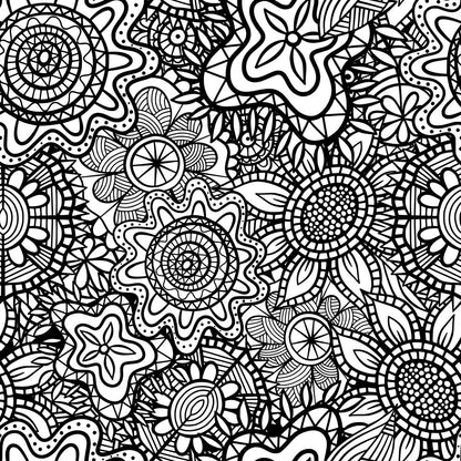 Folk Art Florals Black and White Fat Quarter Bundle