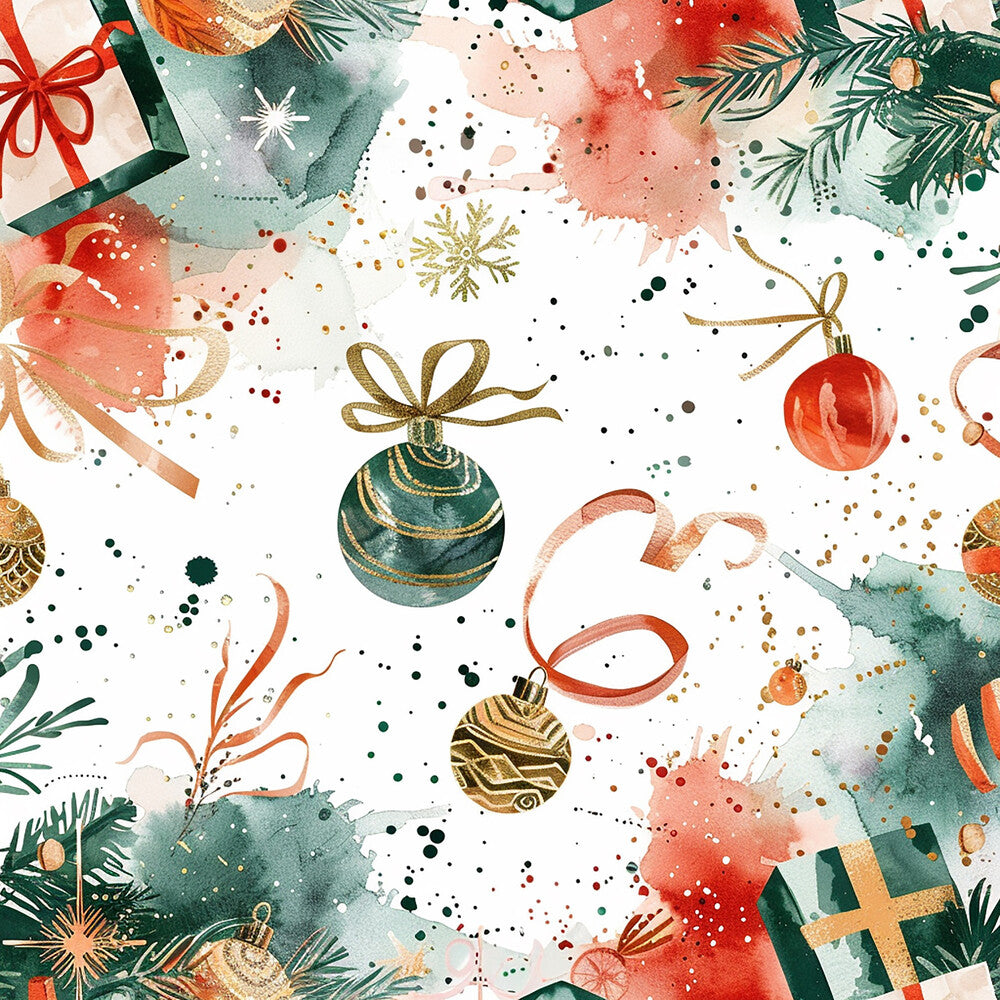 Festive Watercolor Christmas Fat Quarter Bundle