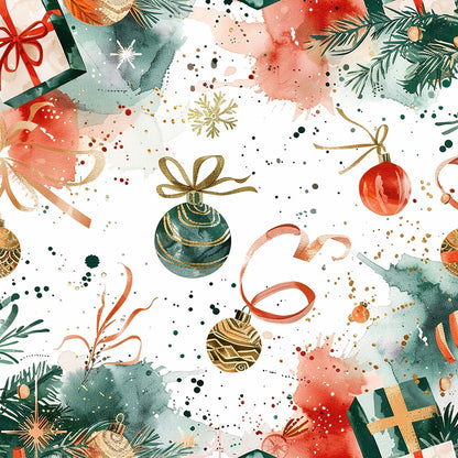 Festive Watercolor Christmas Fat Quarter Bundle