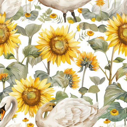 Watercolor Swan Sunflowers Fat Quarter Bundle