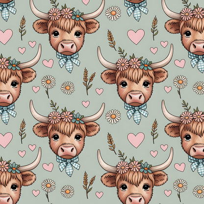 Highland Cow Heads Fat Quarter Bundle