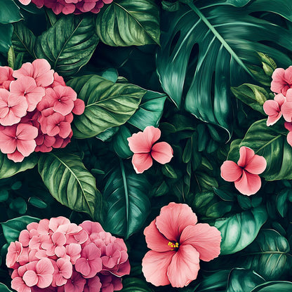 Pink Flowers and Tropical Leaves Fat Quarter Bundle