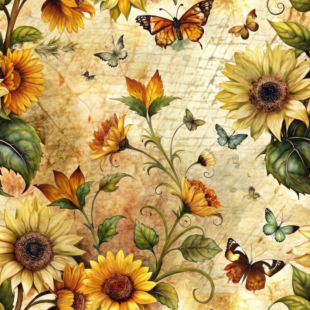 Vintage Sunflowers and Butterflies Fat Quarter Bundle