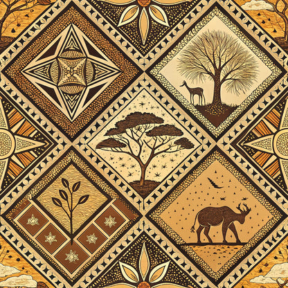African Mud Cloth Line Art Fat Quarter Bundle