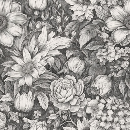 Peonies Pencil Sketched Fat Quarter Bundle