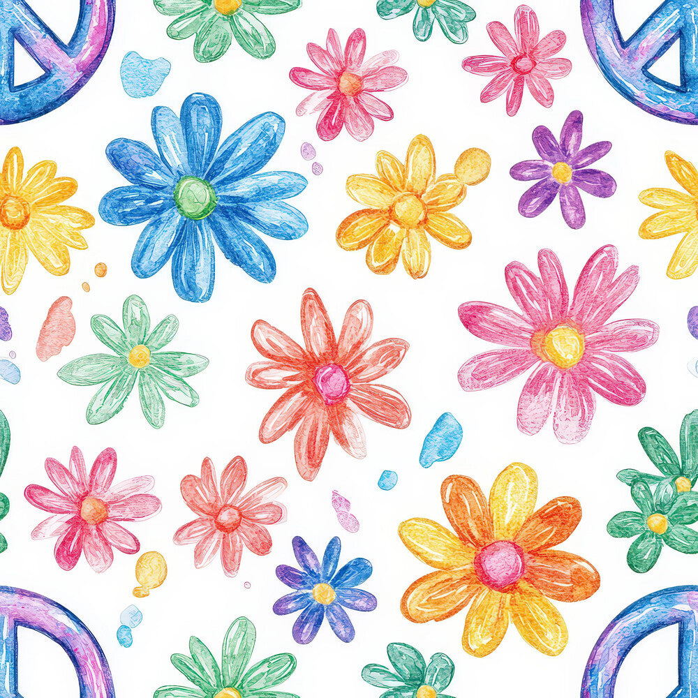 Watercolor Hippie Flower Fat Quarter Bundle