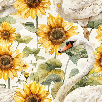 Watercolor Swan Sunflowers Fat Quarter Bundle