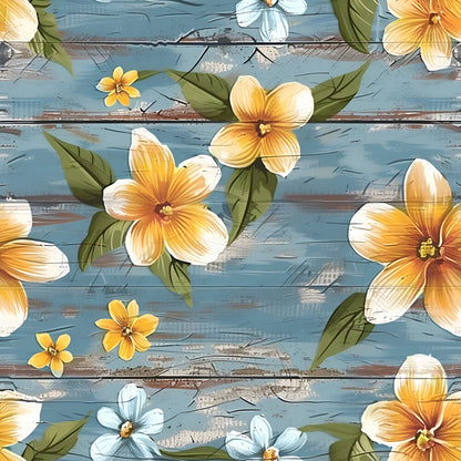 Spring Flowers Rustic Wood Background Fat Quarter Bundle