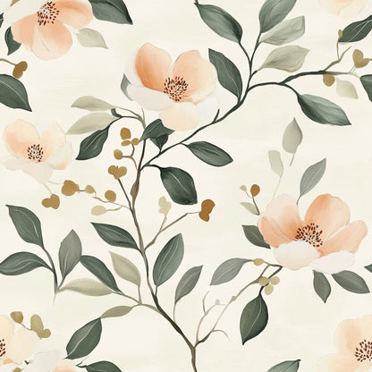 Sage Green and Peach Floral Fat Quarter Bundle