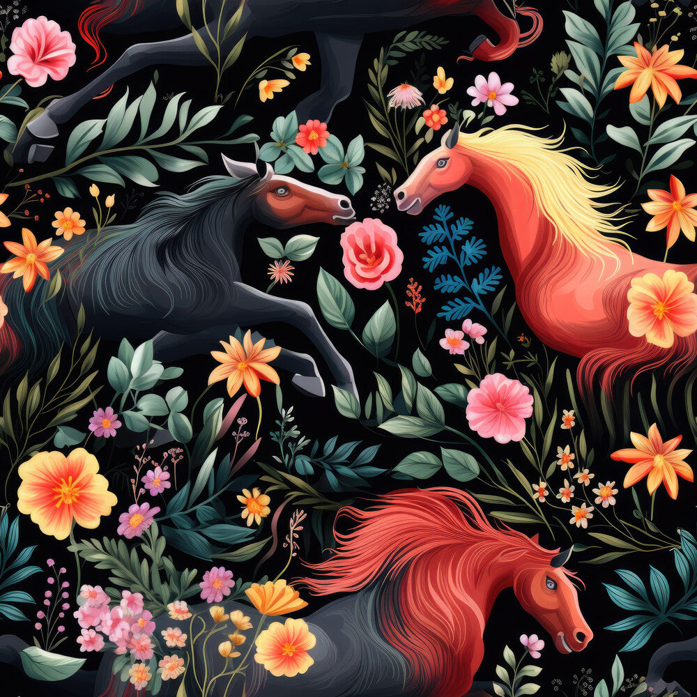 Cute Floral Horses Fat Quarter Bundle