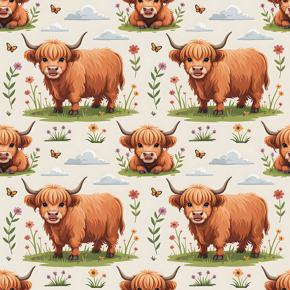 Cartoon Highland Cows Fat Quarter Bundle