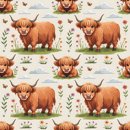 Cartoon Highland Cows Fat Quarter Bundle