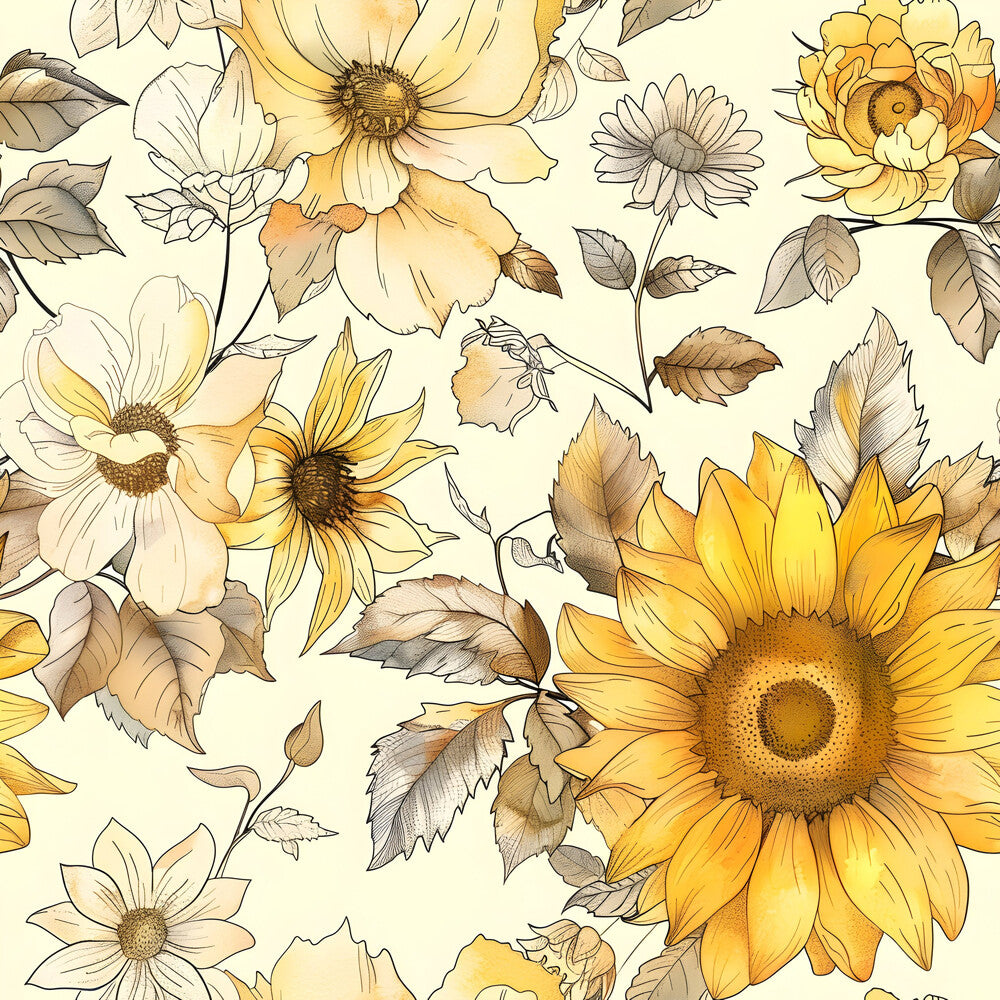 Vintage Autumn Sunflowers Fat Quarter Bundle