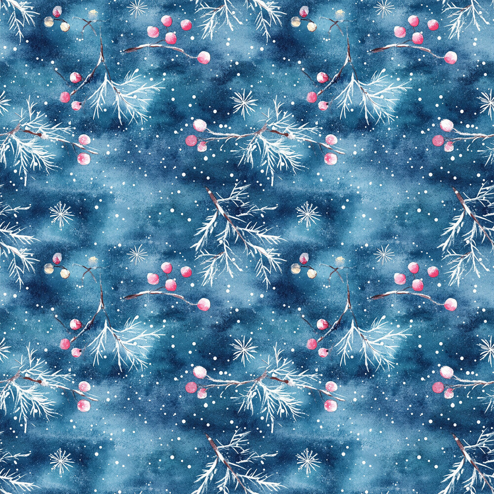 Watercolor Blue Christmas Fat Quarter Bundle