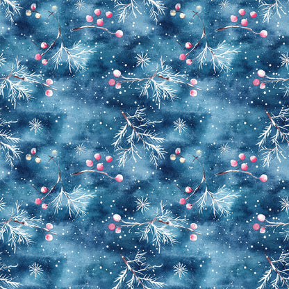Watercolor Blue Christmas Fat Quarter Bundle