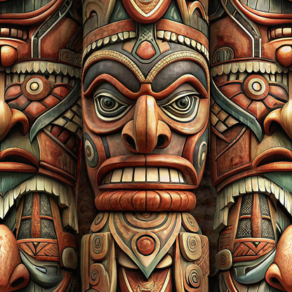 Totem Pole Tribal Figures Fat Quarter Bundle
