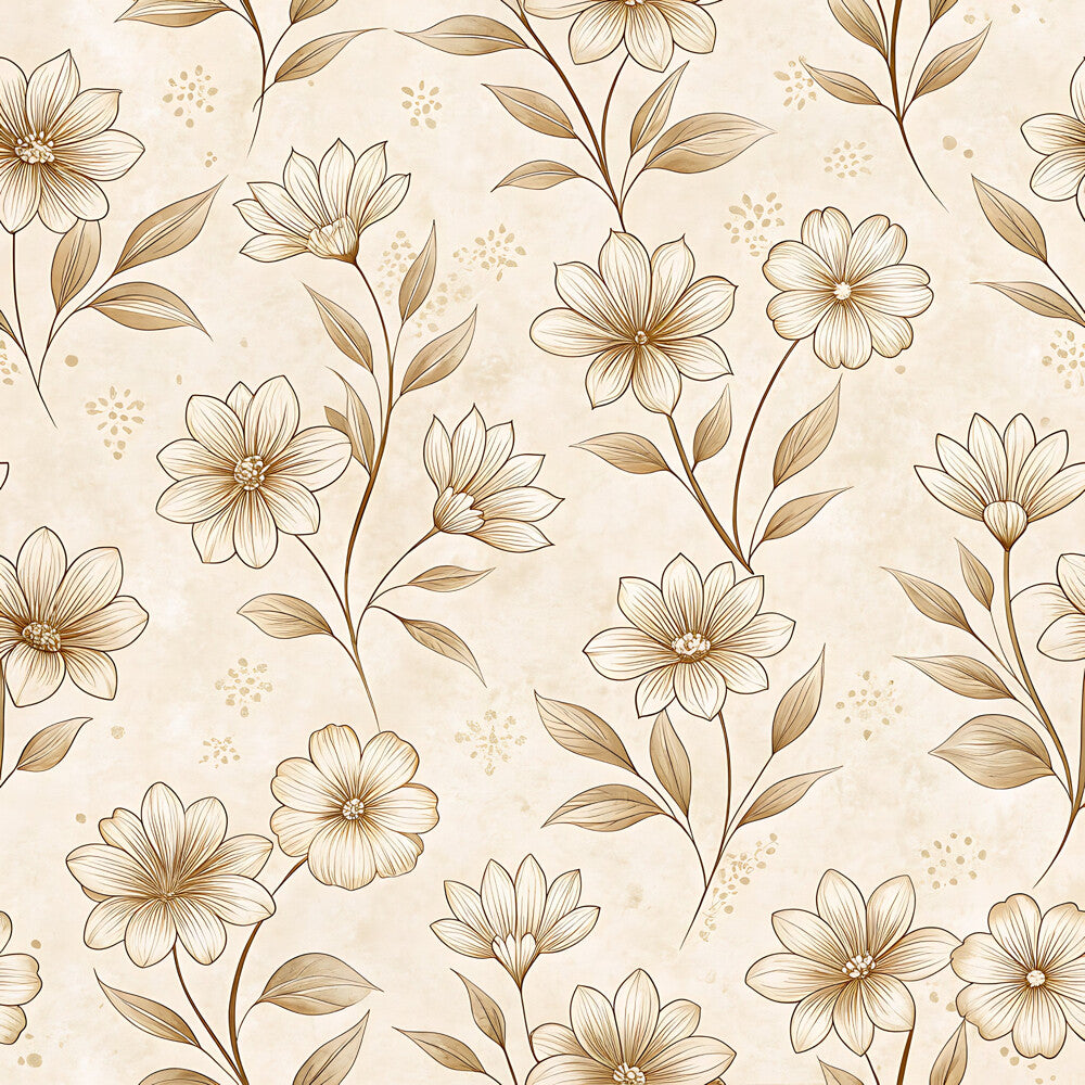 Vintage Beige Sepia Floral Fat Quarter Bundle
