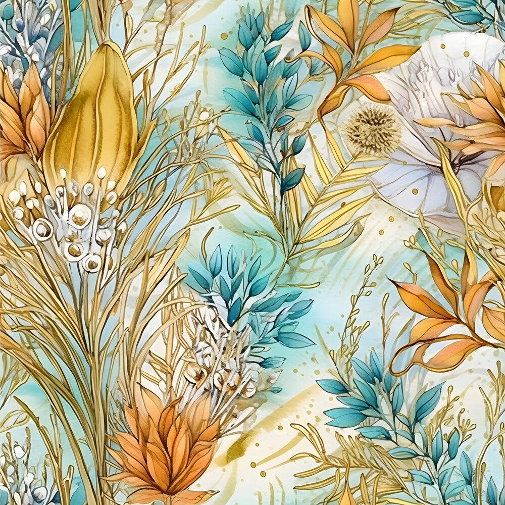 Boho Beach Botanicals Blue Peach Fat Quarter Bundle