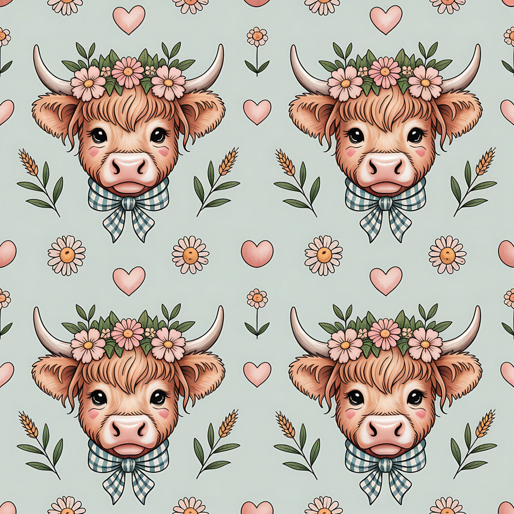 Highland Cow Heads Fat Quarter Bundle