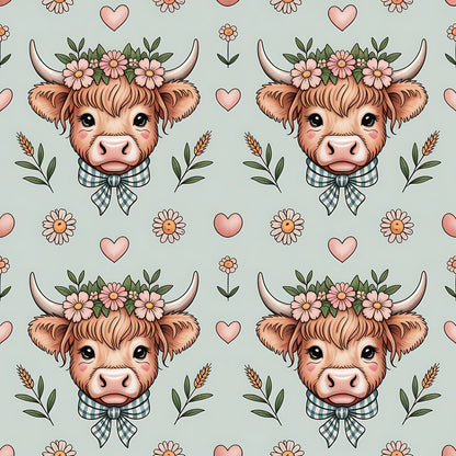 Highland Cow Heads Fat Quarter Bundle