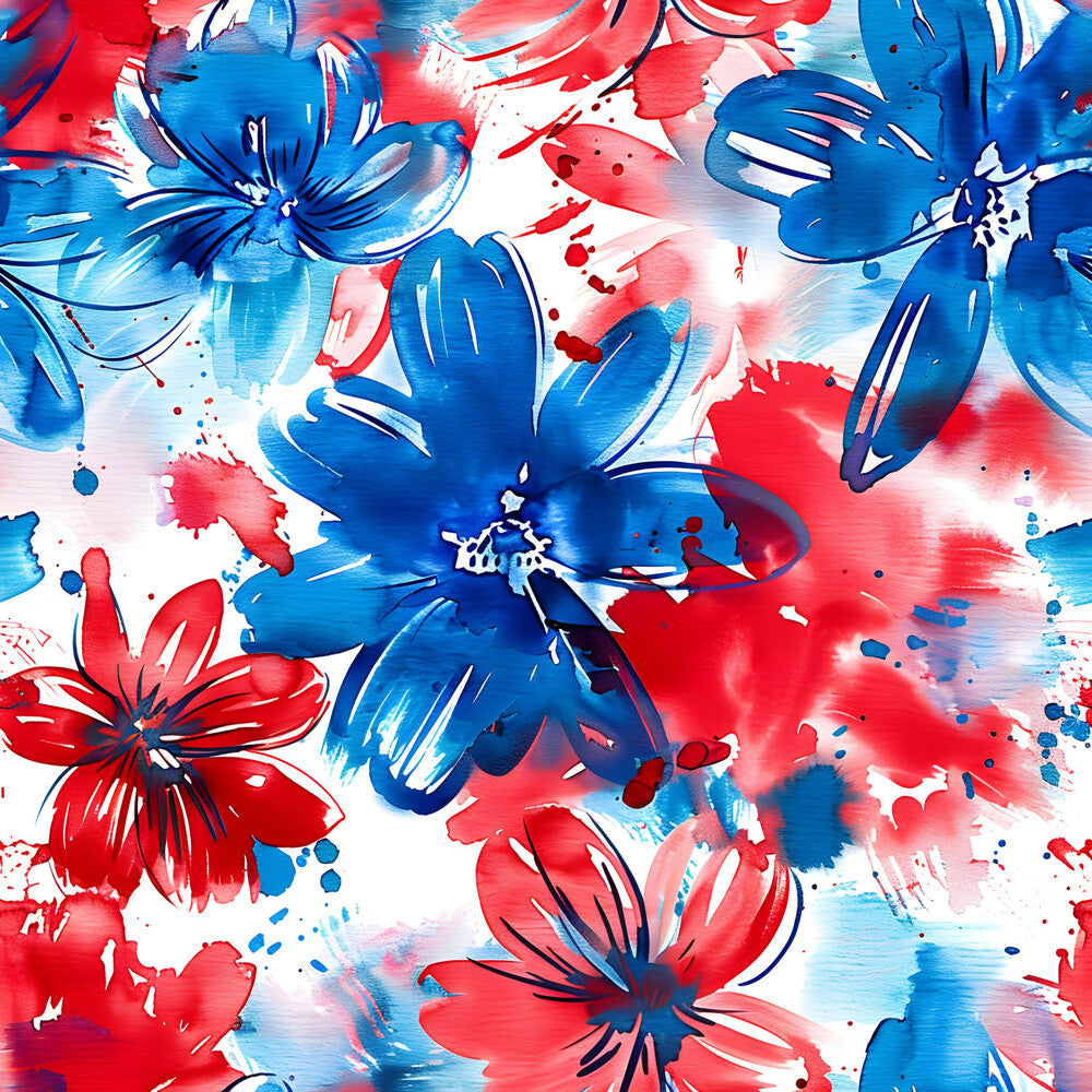 4th of July Watercolor Floral Fat Quarter Bundle