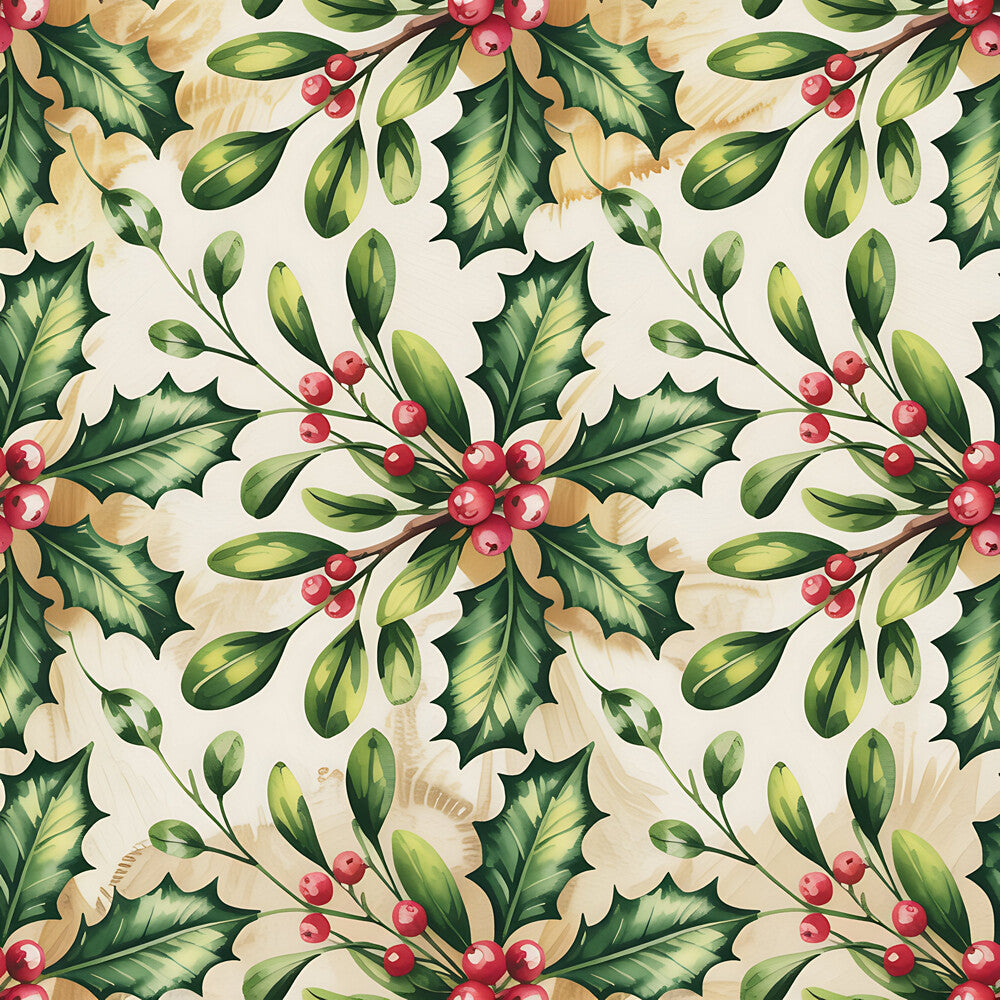 Christmas Botanical Watercolor Fat Quarter Bundle