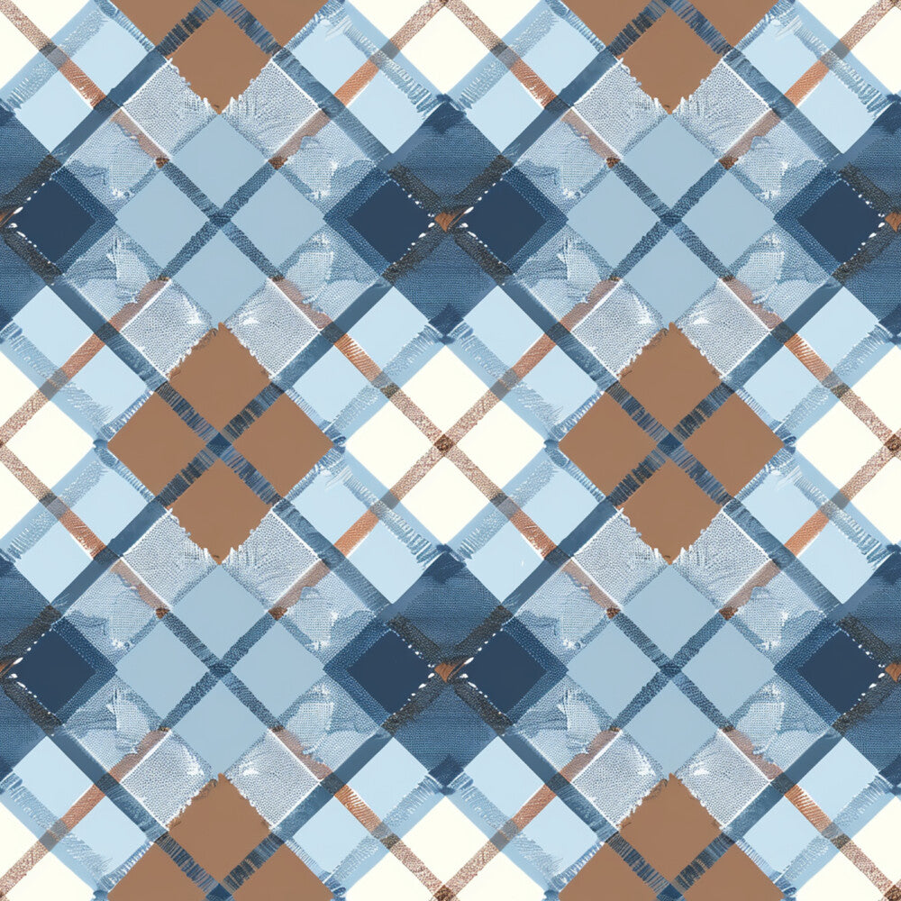 Blue and Brown Gingham Fat Quarter Bundle