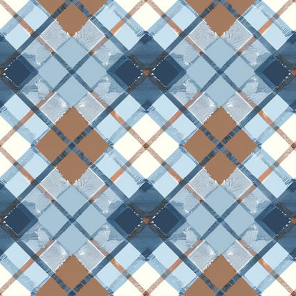 Blue and Brown Gingham Fat Quarter Bundle