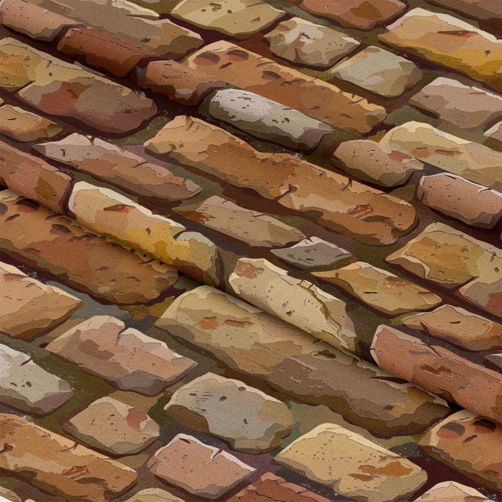 - Brick Walls Pattern 21 Quilting Cotton Fabric
- brick texture
- rustic bricks
- brown, tan, beige, orange, yellow tones
- stone-like design
- quilting fabric
- cotton material
- yardage textile
- natural earth colors
- decorative cloth